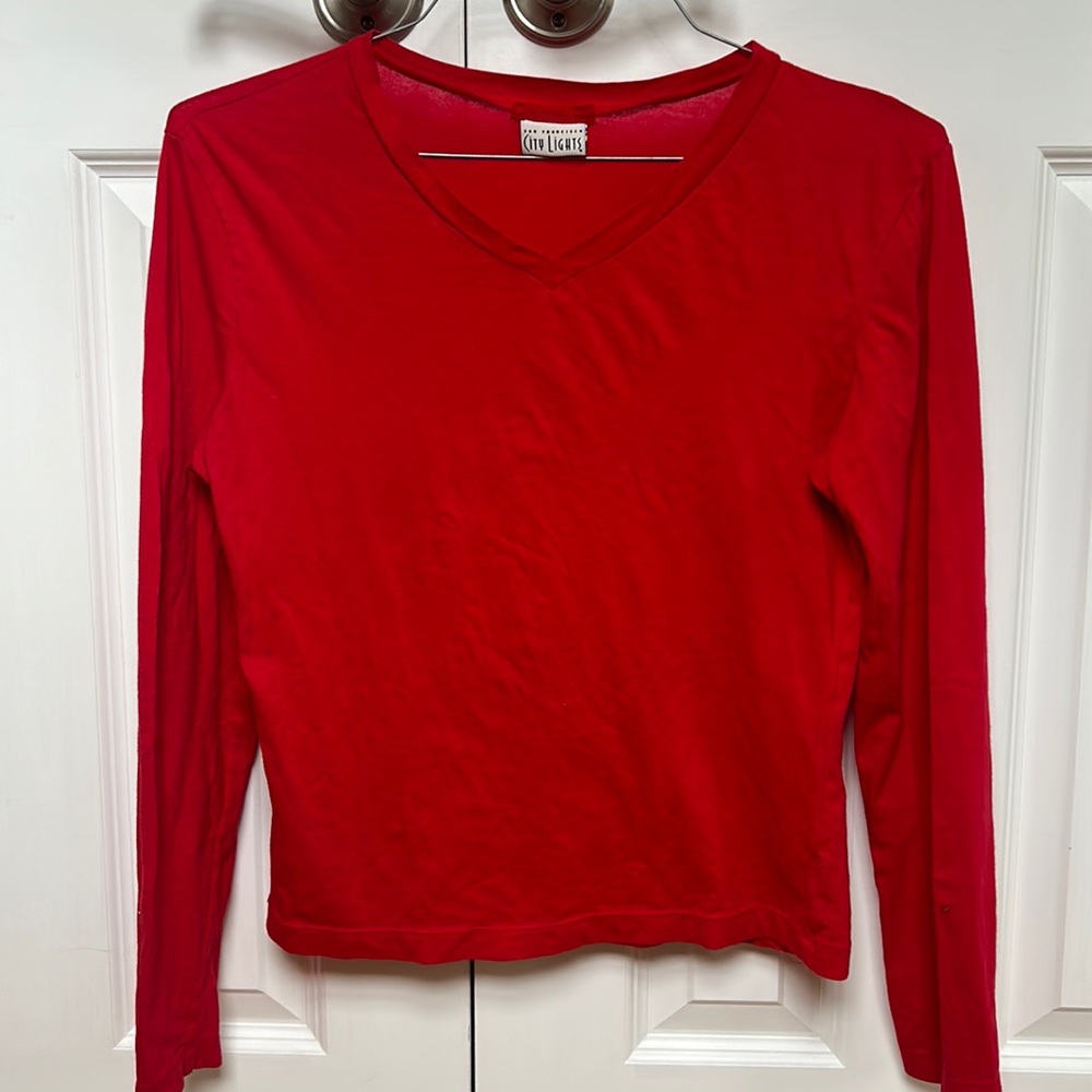City Lights Long Sleeve Red T Shirt